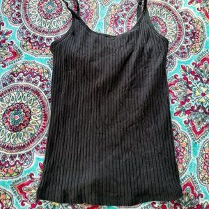 Old Navy Black Ribbed Tank With Built In Bra Size Size Small Tall